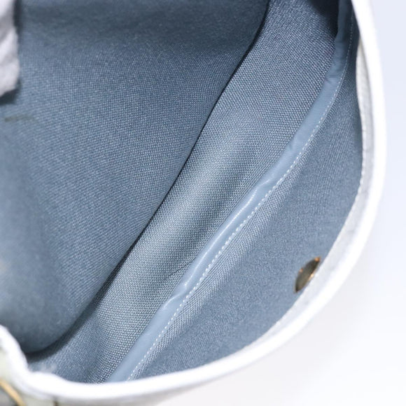 Christian Dior Honeycomb Canvas Shoulder Bag PVC White Gold Auth BA4415