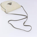 Christian Dior Honeycomb Canvas Shoulder Bag PVC White Gold Auth BA4415-7