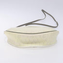 Christian Dior Honeycomb Canvas Shoulder Bag PVC White Gold Auth BA4415-9