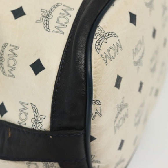 MCM Logogram Vicetos Shoulder Bag PVC Leather White Gold Auth BA4416