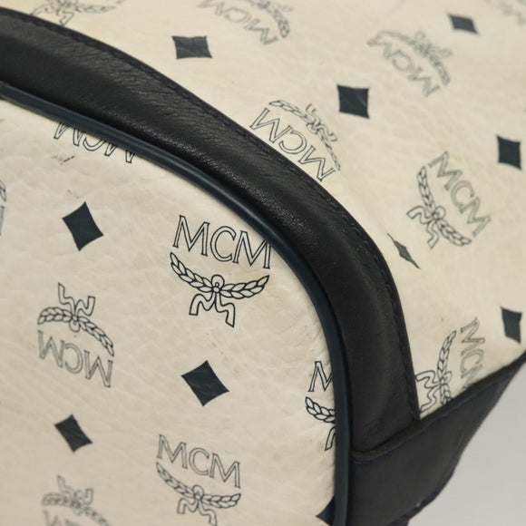 MCM Logogram Vicetos Shoulder Bag PVC Leather White Gold Auth BA4416