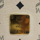 MCM Logogram Vicetos Shoulder Bag PVC Leather White Gold Auth BA4416-14