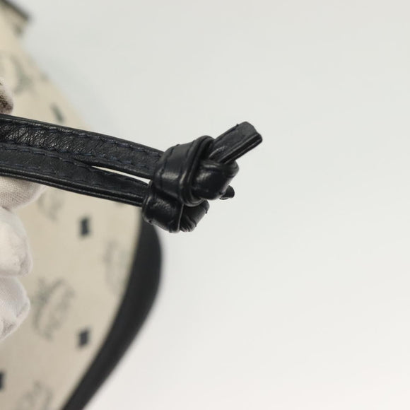 MCM Logogram Vicetos Shoulder Bag PVC Leather White Gold Auth BA4416