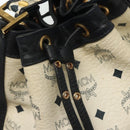 MCM Logogram Vicetos Shoulder Bag PVC Leather White Gold Auth BA4416-16