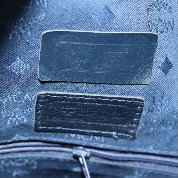 MCM Logogram Vicetos Shoulder Bag PVC Leather White Gold Auth BA4416