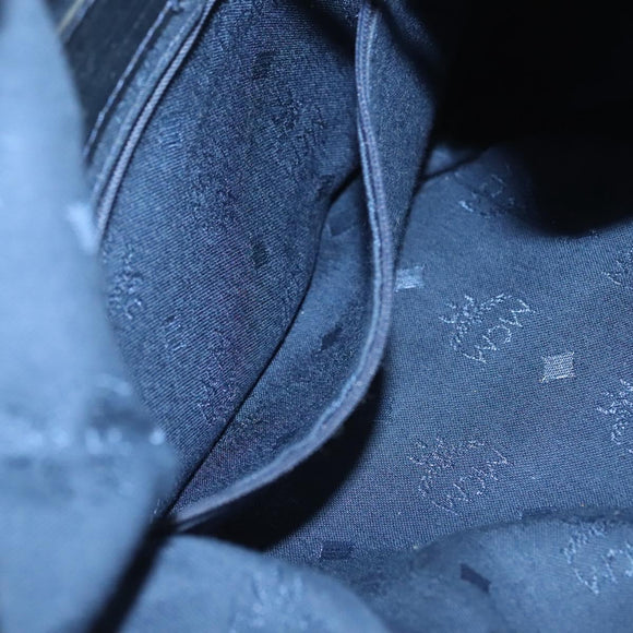 MCM Logogram Vicetos Shoulder Bag PVC Leather White Gold Auth BA4416