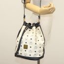 MCM Logogram Vicetos Shoulder Bag PVC Leather White Gold Auth BA4416-22