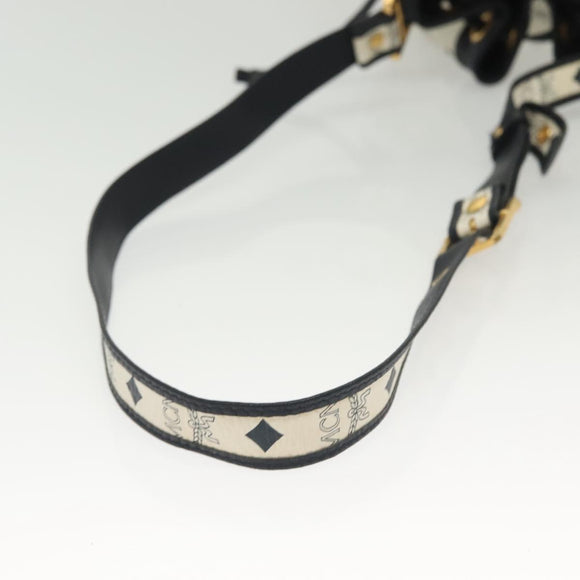 MCM Logogram Vicetos Shoulder Bag PVC Leather White Gold Auth BA4416