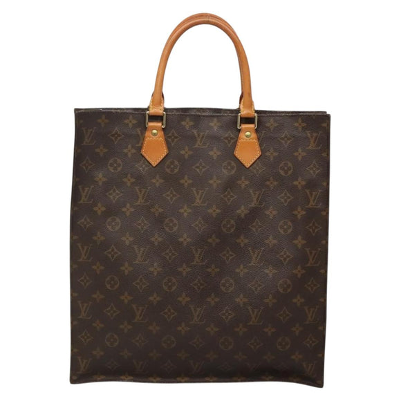 LOUIS VUITTON Monogram Sac Plat Hand Bag M51140 LV Auth BA4418