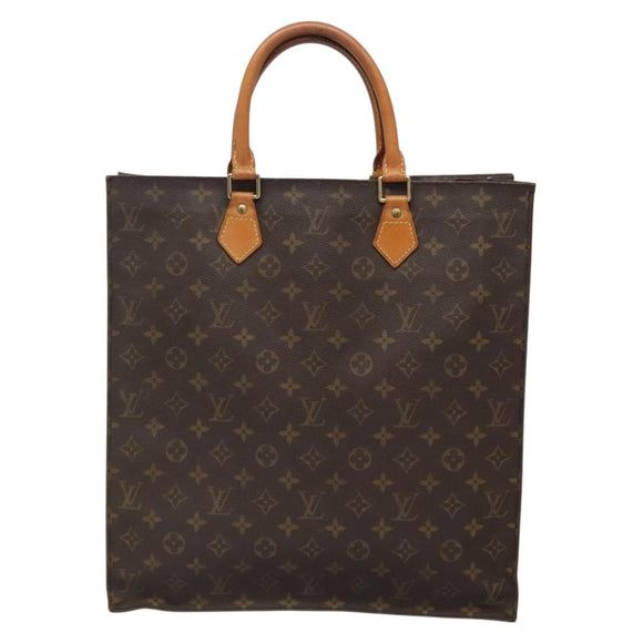 LOUIS VUITTON Monogram Sac Plat Hand Bag M51140 LV Auth BA4419