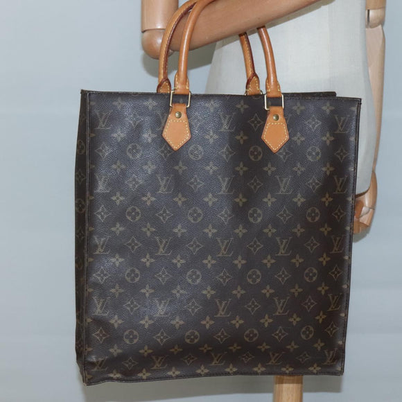 LOUIS VUITTON Monogram Sac Plat Hand Bag M51140 LV Auth BA4419