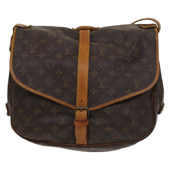 LOUIS VUITTON Monogram Saumur 35 Shoulder Bag M42254 LV Auth BA4420