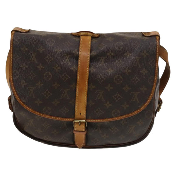 LOUIS VUITTON Monogram Saumur 35 Shoulder Bag M42254 LV Auth BA4420