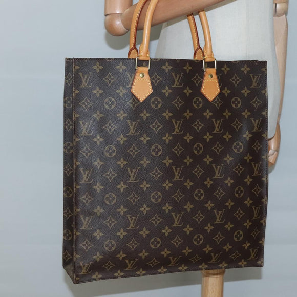 LOUIS VUITTON Monogram Sac Plat Hand Bag M51140 LV Auth BA4436