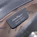 Salvatore Ferragamo Gancini Shoulder Bag Leather Gray Silver Auth BA4441-12