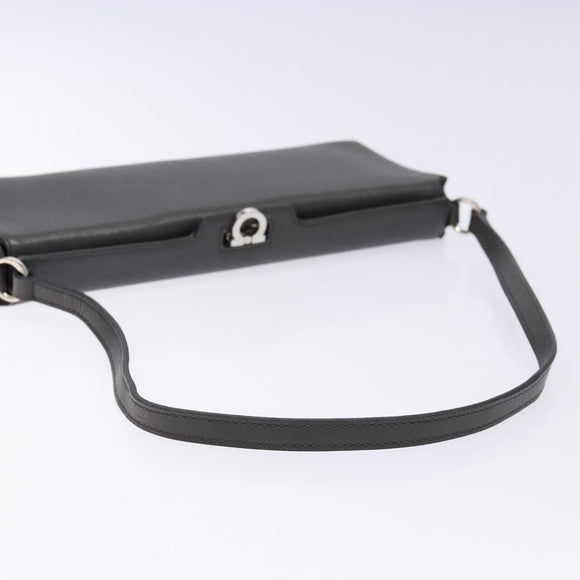 Salvatore Ferragamo Gancini Shoulder Bag Leather Gray Silver Auth BA4441