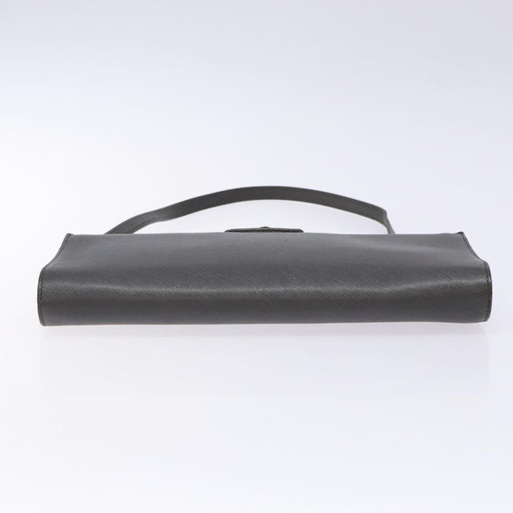 Salvatore Ferragamo Gancini Shoulder Bag Leather Gray Silver Auth BA4441