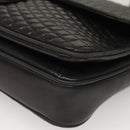 BALLY Quilted Chain Shoulder Bag Leather Black Gold Auth BA4443-14