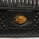 BALLY Quilted Chain Shoulder Bag Leather Black Gold Auth BA4443-17