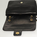 BALLY Quilted Chain Shoulder Bag Leather Black Gold Auth BA4443-10