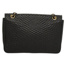 BALLY Quilted Chain Shoulder Bag Leather Black Gold Auth BA4443-2