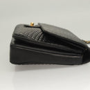 BALLY Quilted Chain Shoulder Bag Leather Black Gold Auth BA4443-3