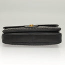 BALLY Quilted Chain Shoulder Bag Leather Black Gold Auth BA4443-5