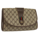GUCCI GG Supreme Web Sherry Line Bag PVC Beige Gold 156 01 030 Auth BA4458-1