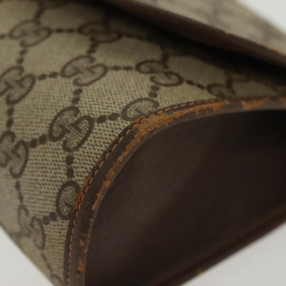 GUCCI GG Supreme Web Sherry Line Bag PVC Beige Gold 156 01 030 Auth BA4458