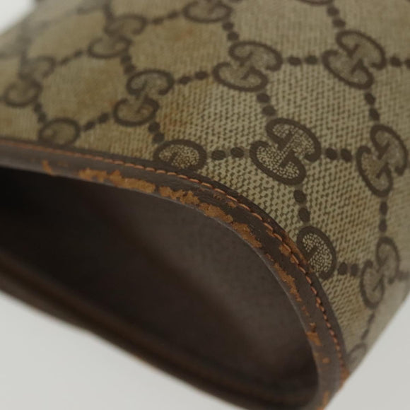 GUCCI GG Supreme Web Sherry Line Bag PVC Beige Gold 156 01 030 Auth BA4458