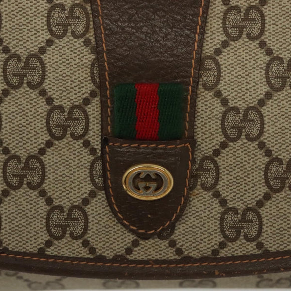 GUCCI GG Supreme Web Sherry Line Bag PVC Beige Gold 156 01 030 Auth BA4458