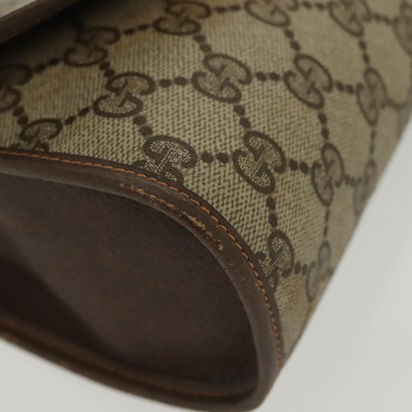 GUCCI GG Supreme Web Sherry Line Bag PVC Beige Gold 156 01 030 Auth BA4458