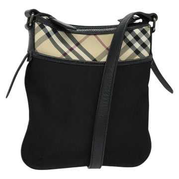 BURBERRY Nova Check Shoulder Bag Nylon Beige Silver Auth BA4461