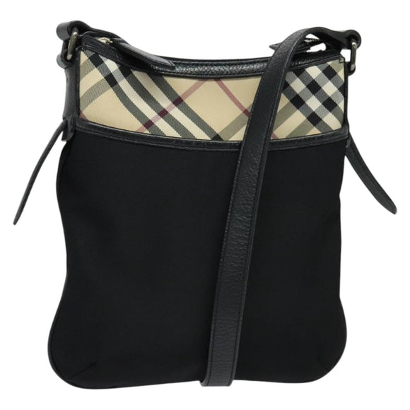 BURBERRY Nova Check Shoulder Bag Nylon Beige Silver Auth BA4461