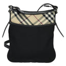 BURBERRY Nova Check Shoulder Bag Nylon Beige Silver Auth BA4461-13