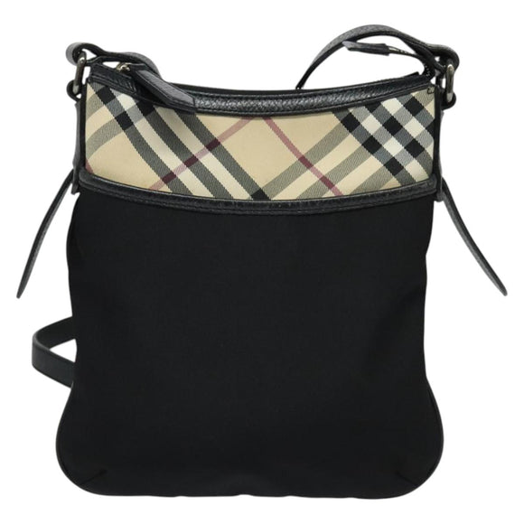 BURBERRY Nova Check Shoulder Bag Nylon Beige Silver Auth BA4461