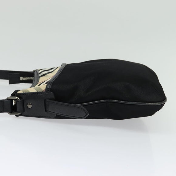 BURBERRY Nova Check Shoulder Bag Nylon Beige Silver Auth BA4461