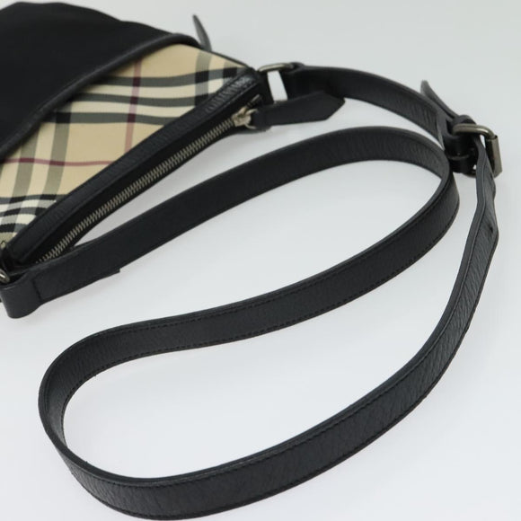 BURBERRY Nova Check Shoulder Bag Nylon Beige Silver Auth BA4461