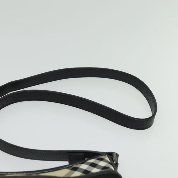 BURBERRY Nova Check Shoulder Bag Nylon Beige Silver Auth BA4461