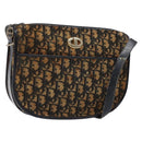 Christian Dior Trotter Canvas Shoulder Bag Navy Gold Auth BA4463-1