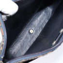 Christian Dior Trotter Canvas Shoulder Bag Navy Gold Auth BA4463-12