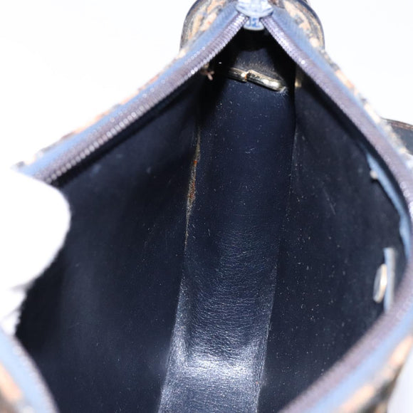 Christian Dior Trotter Canvas Shoulder Bag Navy Gold Auth BA4463