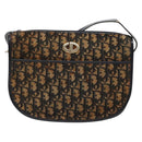 Christian Dior Trotter Canvas Shoulder Bag Navy Gold Auth BA4463-13