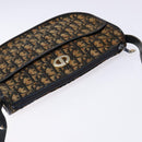 Christian Dior Trotter Canvas Shoulder Bag Navy Gold Auth BA4463-6