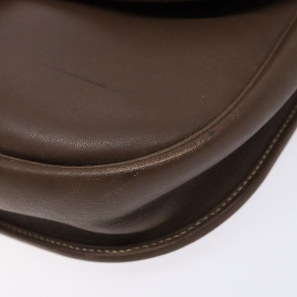 Christian Dior Shoulder Bag Leather Brown Gold Auth BA4469