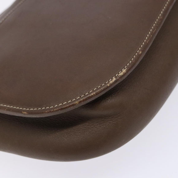 Christian Dior Shoulder Bag Leather Brown Gold Auth BA4469