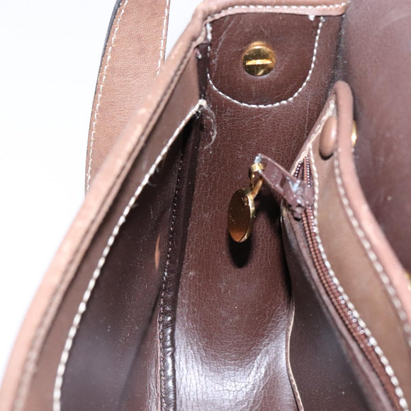 Christian Dior Shoulder Bag Leather Brown Gold Auth BA4469