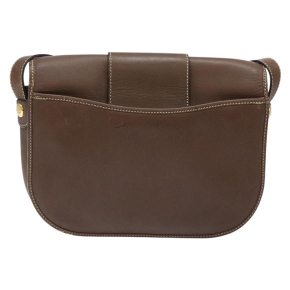 Christian Dior Shoulder Bag Leather Brown Gold Auth BA4469