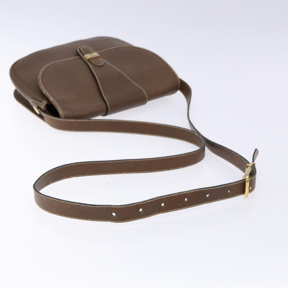 Christian Dior Shoulder Bag Leather Brown Gold Auth BA4469