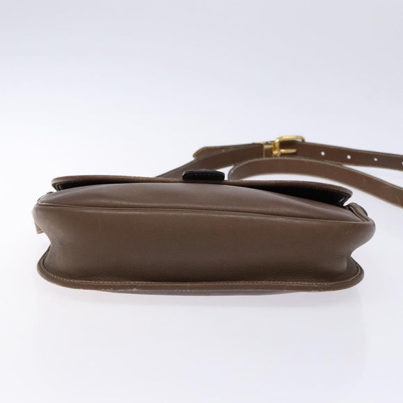 Christian Dior Shoulder Bag Leather Brown Gold Auth BA4469